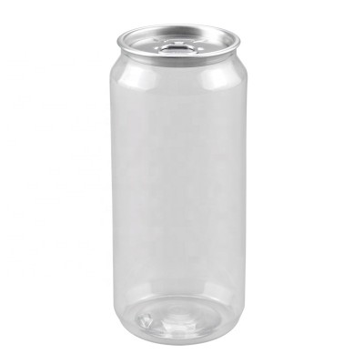 Hot sale high quality transparent PET plastic beverages can for drink soda coffee with easy open cover