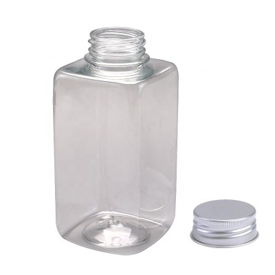 Environmentally friendly disposable PET square 450ML juice bottles with low price