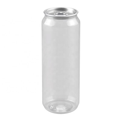 Wholesale cheap 500ml clear PET plastic can bottles with easyopen lid for drinking  soda mike coffee